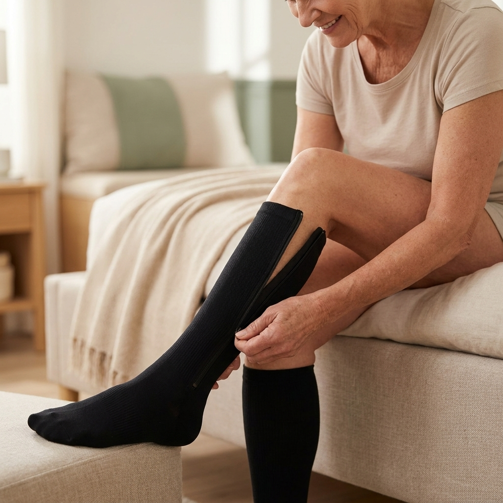 ZipEase — Zip-Up Socks, Closed Toe
